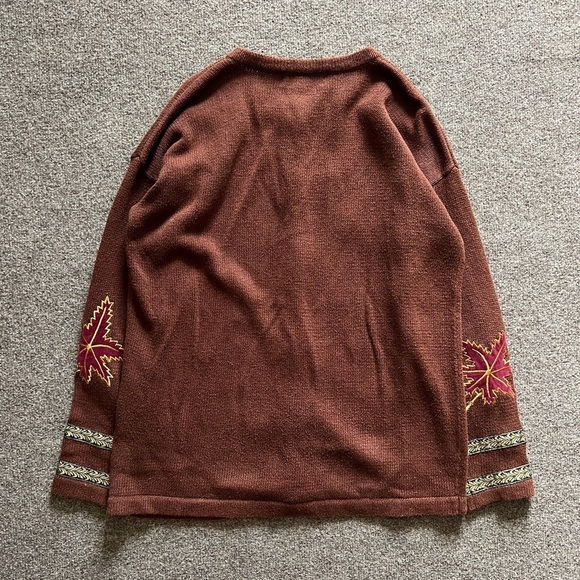 Vintage Alexa Grace Brown Leaves Cardigan Sweater Fall Autumn Grannycore Size S - Picture 5 of 12
